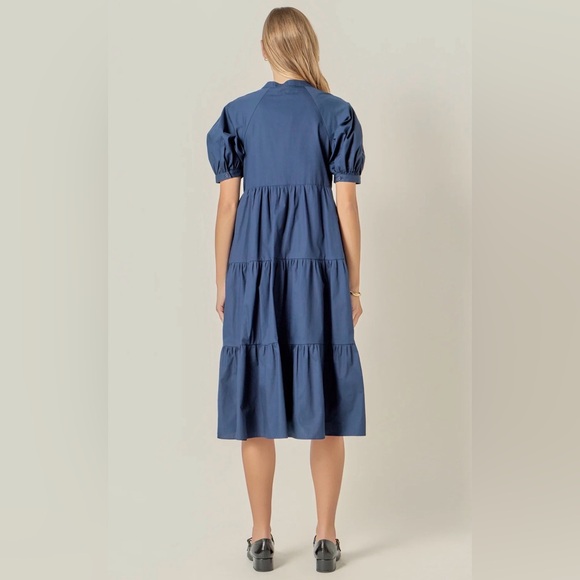 NWT ENGLISH FACTORY SHORT PUFF SLEEVE MIDI DRESS, SIZE 1X - Picture 3 of 16